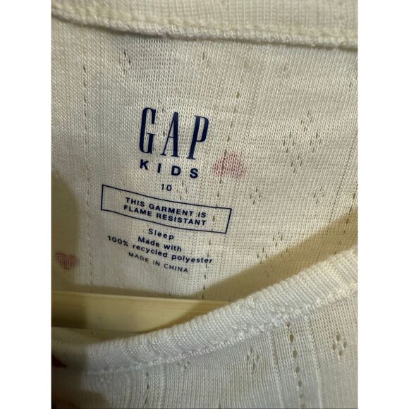 Gap Kids Girls Recycled Pointelle Heart Print Pajama Set Ivory Frost Sz 10 NWOT - Picture 5 of 8
